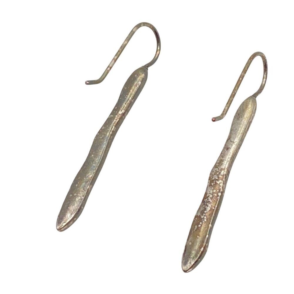 Vintage Rustic 925 Silver Drop Earrings 1.75" 4.2g Matchstick Unisex Tested Boho - Picture 5 of 8
